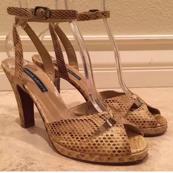 RALPH LAUREN Python Snake Ankle Strap Heels Italy - Picture 2 of 12
